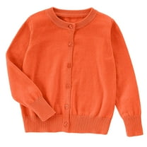 UAYOTSE Girls Cardigan Sweater School Uniforms Button Long Sleeve Knit Tops Sweaters for Little Girls(9-10 Years,I422-Orange)