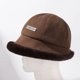 thumbnail image 4 of Sombrero Cloche de lana cálido para mujer, sombreros de cubo de invierno sólidos, sombrero de cubo grueso para mujer, gorro de piel sintética suave plegable de Color sólido cálido de invierno, 4 of 6
