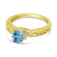 thumbnail image 3 of 10k Yellow Gold Oval Blue Topaz And Diamond Ring, 3 of 6