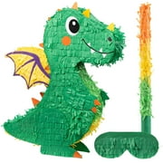 The Award Box Dragon Piata - Dinosaur Party Supplies Dino Pinata Bundle with Blindfold and Stick