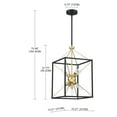thumbnail image 2 of Hukoro 12.2 in. 9-Light Modern Rectangle Lantern Pendant Light with Matte Black finish and Gold Accents, 2 of 4