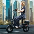 thumbnail image 3 of 500W Adult Shock Absorption Electric Scooter with Seat 14" Commuter Electric Scooter With Carry Basket - Up to 30 Miles 20MPH, 3 of 17