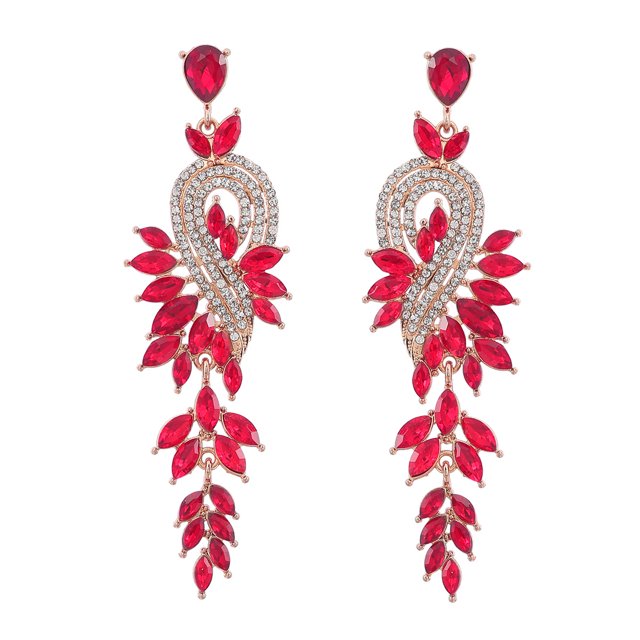 Pendientes de diseño de moda de aleación de diamantes con hojas geométricas de diamantes de colores pendientes femeninos