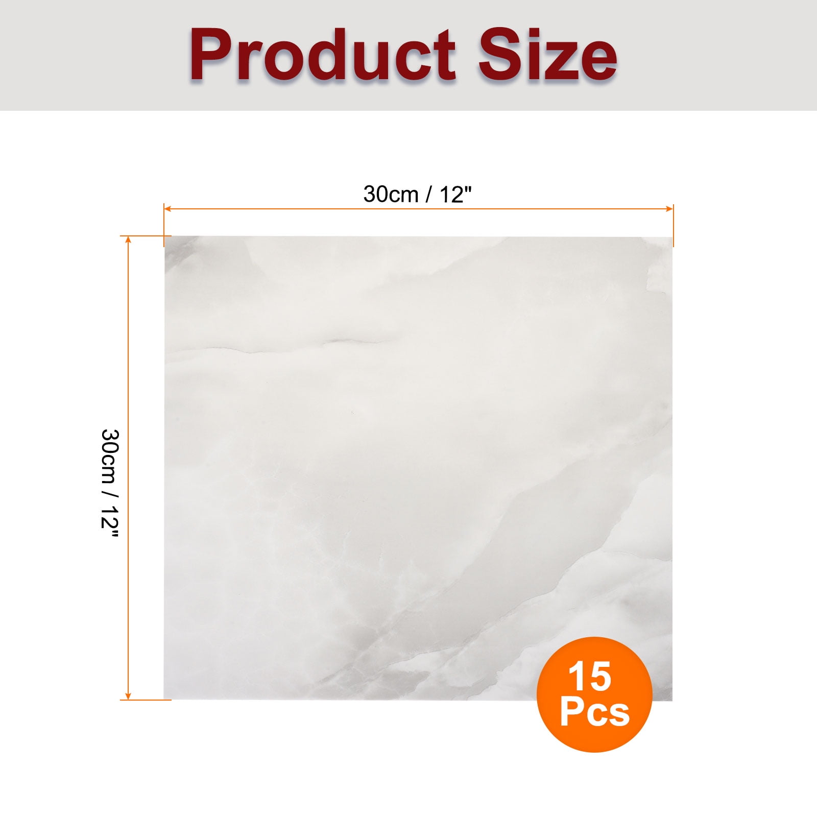 Uxcell 15Pcs Peel and Stick Marble Tiles, Waterproof Wall Panel Backsplash, 12"x12" Peel and Stick Shower Tiles for Bathroom, Silver Gray Design