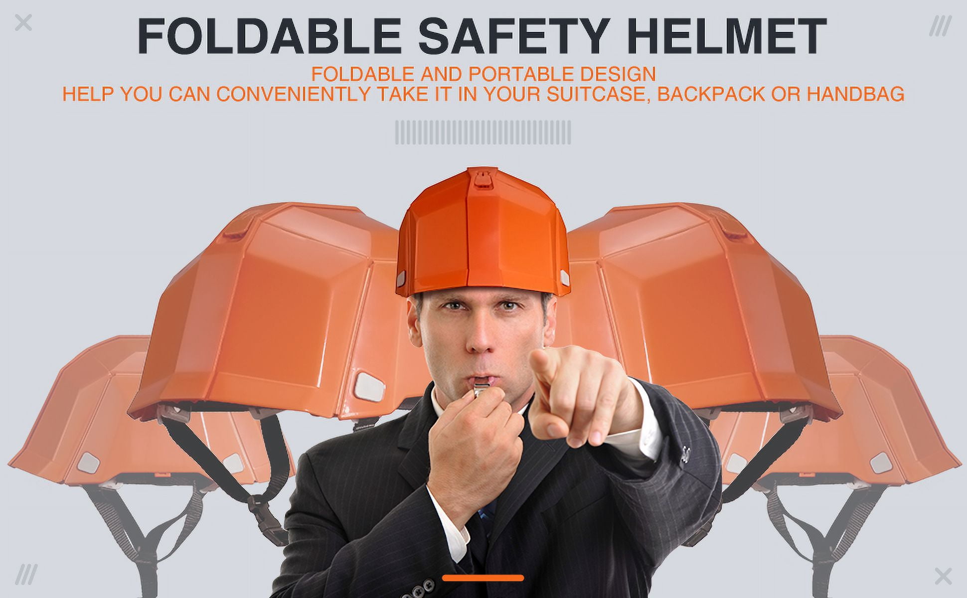 Foldable Safety Hardhat Helmet Outdoors Collapsible Helmet Perfect Construction Hard Hats Safety Cap One Size for Offices Earthquake Public Facilities of Disaster (Orange)