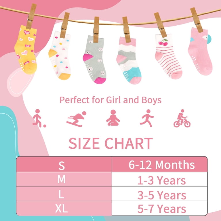 Elutong Girls Non-Slip Cartoon Socks 15-Pair Pack photo 7