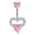 thumbnail image 1 of Dsseng 14G Belly Button Ring Heart Navel Rings Hypoallergenic Belly Button Piercing Pink, 1 of 3