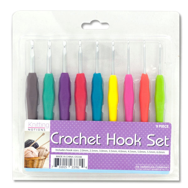 Crochet Hook Set with Colored Handles Set of 4