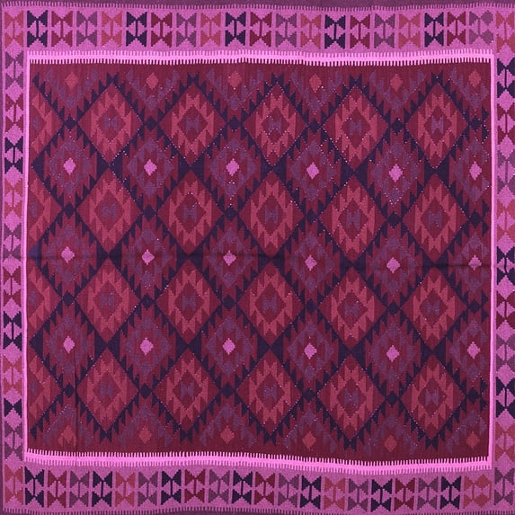 Ahgly Company Indoor Square Oriental Purple Traditional Area Rugs, 4' Square