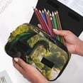 thumbnail image 6 of Sikiie Deep Forest Stone Green Dragon Print Flip Double-layer Pencil Case, All-purpose Stationery Bag for Study and Office, Zipper Design, Unisex, 6 of 7