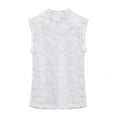 thumbnail image 4 of GA WEIHUA Women's Floral Lace Tank Tops Summer Eyelash Trim Sexy Sleeveless Camisole Fashion Y2k Slim Fit Mock Neck Camis Plus Size Casual Dressy Shirt(White,XL), 4 of 7