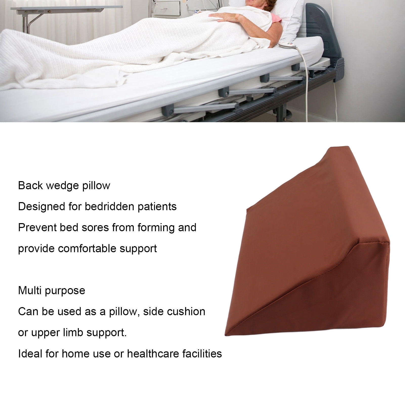 LAZIOEGR R‑Shaped Bed Wedge Pillow 19.7"×9.8"×5.9" – High‑Density Foam, Pressure‑Reducing, Multi‑Use Support, Washable Cover, Ideal for Side Sleepers & Bedridden Patients