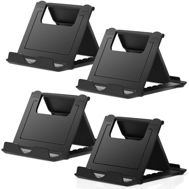 4 Pack Cell Phone Stands, Universal Foldable Tablet Stand Multi-Angle Pocket Desktop Holder Cradle Compatible with iPhone 11 Pro Xs Max X 8 7 6s Plus, All Android Smartphones Tablets (6-10")
