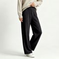 thumbnail image 2 of Njagoc3 Pants for Women | High Waist Drawstring Wide Leg Trousers with Ribbed Detail | Relaxed Loose Fit for Fall Casual Daily Wear & Relaxed Activities，Black，XL, 2 of 6
