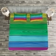 thumbnail image 3 of Ambesonne Rainbow Quilted Bedspread Set 3 Pcs, Colorful Wood Stripes, Queen Size, Multicolor, 3 of 3