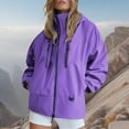 thumbnail image 2 of Duoif Rain Jacket Women Lightweight Windbreaker Jacket with Hood Packable Raincoat with Pockets Jackets for Women Purple S, 2 of 8