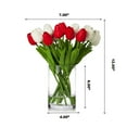 thumbnail image 4 of Enova Home 20 Pieces Artificial Real Touch Tulips Fake Silk Flowers Arrangement in Cylinder Glass Vase with Faux Water for Home Office Wedding Event Decoration (White Red), 4 of 4