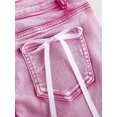 thumbnail image 4 of Pink Bow-Adorned Denim Mini Skirt With White Ribbon Pocket Details, 4 of 8