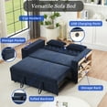 thumbnail image 6 of NEW Modern Pull-Out Sofa Bed with 3 Reclining Positions – Compact 61.4 Inch Loveseat Sofa Bed, Side Pockets & Cup Holders, Eucalyptus Wood Frame Chenille Upholstery, 6 of 7