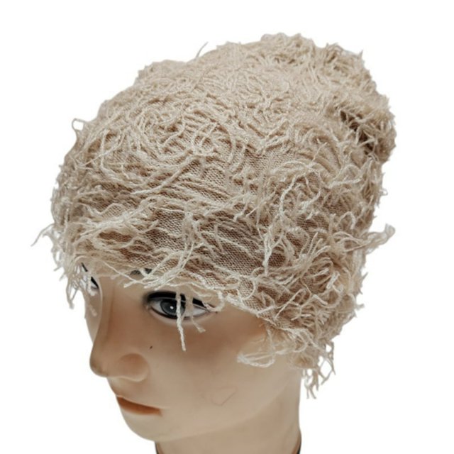Unisex Cap Club Cosplay Hat Ripped Short Hair Camouflage Color Matching Elastic Beanie Hand Made Windproof Warm Knitted Hat
