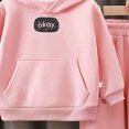 thumbnail image 4 of NOLDARES Boy's And Girls 2 Piece Outfits Long Sleeve Hooded and Sweat Pants Pullover Letter Print Tops, Elastic Waistband, Boys Fall Winter Sets(Y158-Pink), 4 of 4