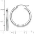 thumbnail image 5 of 14K White Gold Polished 2.5mm Tube Hoop Earrings (25 X 2.5) Made In Peru t839, 5 of 6