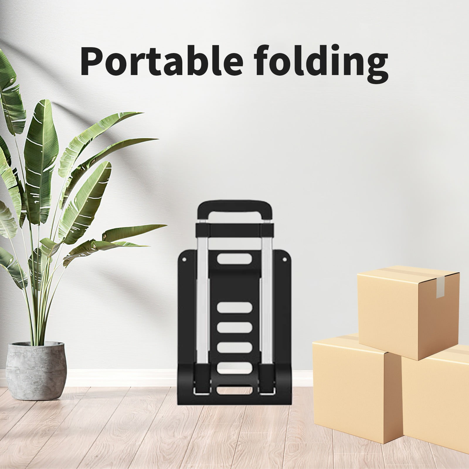 Deeceymbur Folding Hand Truck Trolley Portable Dolly Cart with 4 Wheels Small Pull Cart for Moving Warehousing Shopping Picnic