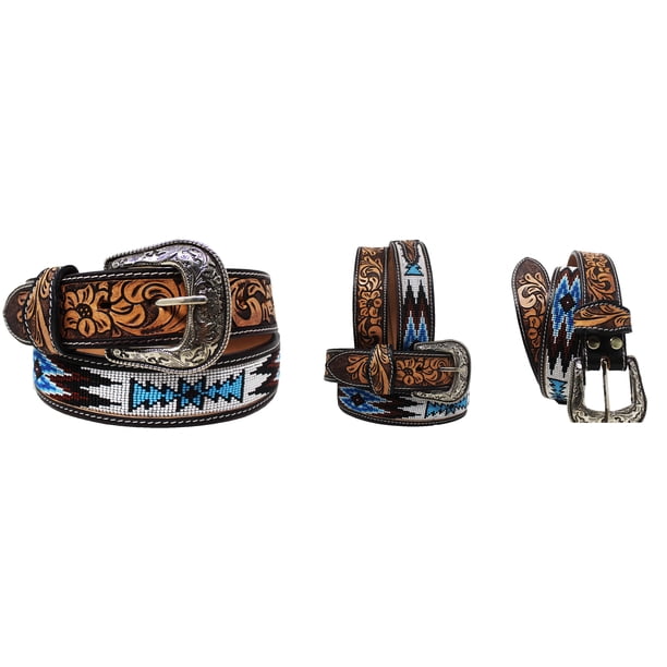 Embellished western leather/hide belt, 39” length 39-40 Men main image 4