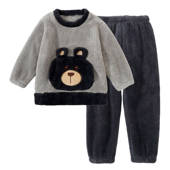 Gubotare Boys Pajamas Toddler Boys Fleece Pajamas Warm Pjs Kids Long Sleeve Sets Baby Sleepwear Winter Jammies Size 3T 4T (Grey,3-4 Years)