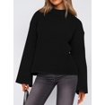 thumbnail image 6 of Women'S Long Sleeve Ribbed Knit Loose Pullover Sweater Tops Fuzzy Knit Casual Chunky Fall Outfits Clothes Black XL, 6 of 9