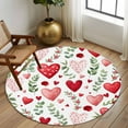 thumbnail image 3 of Valentine's Day Washable Area Rug&nbsp;5 ft Vintage Red Pink Dots Love Heart Roses Floral Eucalyptus Leaf Soft Round&nbsp;Rugs for Living Room, Non Slip Carpet for Bedroom&nbsp;Entryway Dining Room, 3 of 9