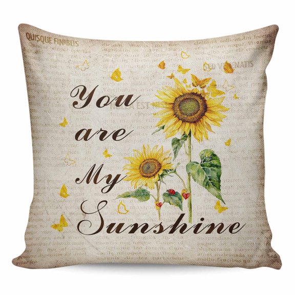 Waterproof Outdoor Throw Pillows with Inserts 18"x18", Sunflower Soft Decorative Pillowcases for Couch Bedroom, Vintage Botanical Pillow Covers for Sofa Living Room