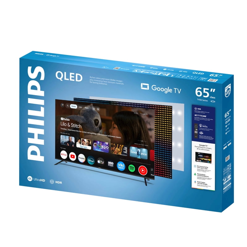 Philips 65" Class QLED 4K UHD (2160p) Google Smart TV (65PQL7456/F7) gallery view