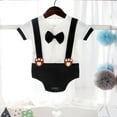 thumbnail image 4 of Toddler Kids Baby Boys Gentleman Outfit Summer Clothes Short Sleeve Romper Jumpsuit Bodysuit, 4 of 5
