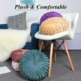 thumbnail image 2 of SHANNA 2 Pack Round Velvet Seat Cushion Pleated Pumpkin Floor Throw Pillow 14''x14'' Soft Decorative for Bed Sofa Couch Car Seat, Burgundy, 2 of 5