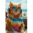 thumbnail image 1 of Letreros metálicos de hojalata con adorable gatito naranja cantando, decoración de pared de 8 x 12 pulgadas, 1 of 8