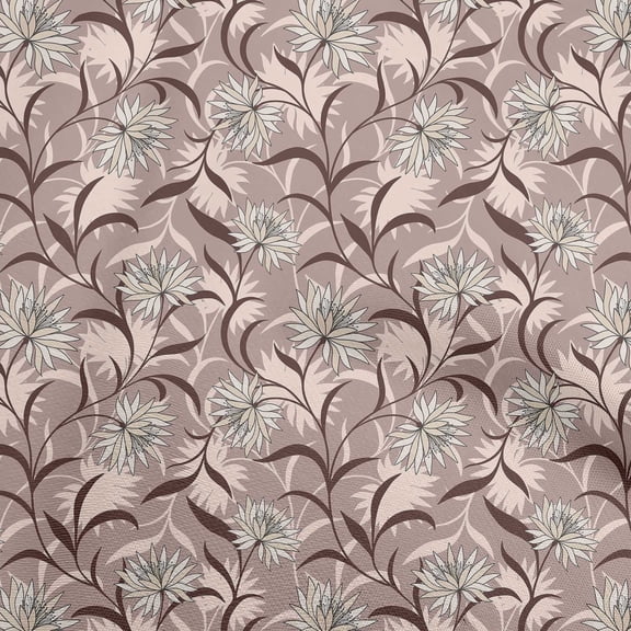 oneOone Silk Tabby Brown Fabric Floral Retro Sewing Material Print Fabric By The Yard 42 Inch Wide