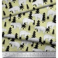 thumbnail image 3 of Soimoi Beige Japan Crepe Satin Fabric Bear Tree Fabric Prints By Yard 44 Inch Wide, 3 of 3