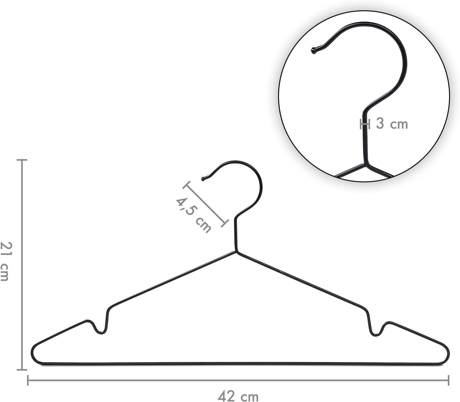 pamo Black Metal Clothes Hangers - 5,10 or 20 Stainless Steel Black Hangers 16.5"- Coated, Scratch- and Rust-Resistant - Space Saving Clothes Hanger