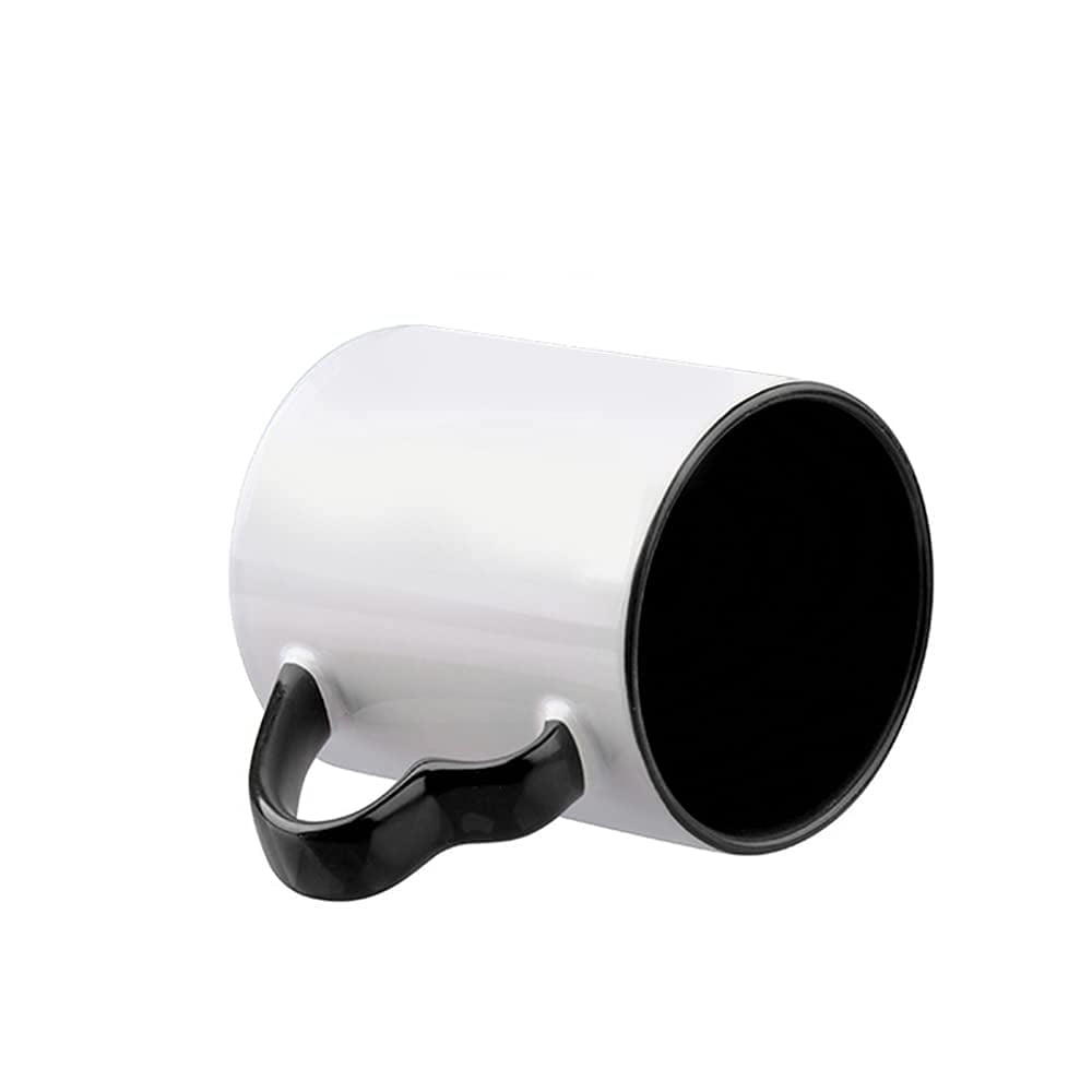 MR.R 11oz Set of 6 Sublimation Blank Dishwasher Ceramic Mug,Blank Coated Cup,Sublimation Blank Mugs,Classic Cup with Black Color Inner Mug and Heart Handle,