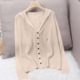 thumbnail image 2 of SHENGXINY Women Lightweight Button Down Knitted Cardigan Sweater Long Sleeve Thin Casual Open Front Knit Outerwear for Spring Summer Fall Beige Free Size, 2 of 7