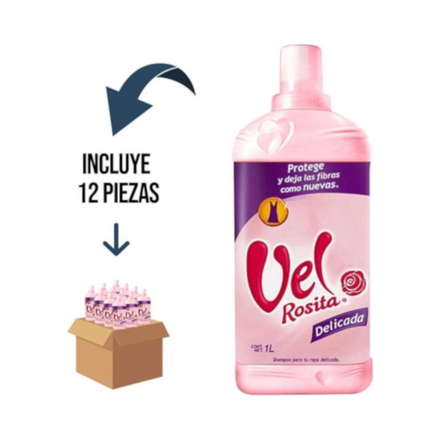 Pack de 12 Detergente Líquido para Ropa Vel Rosita de 1 L Vel Rosita 1 L