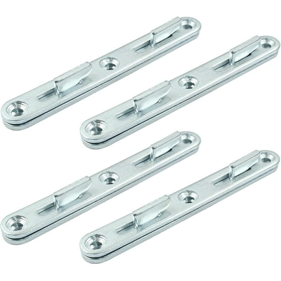 4 Sets 5"" Bed Rail Fasteners, Wood Bed Rail Fittings Furniture Bed Frame Hardware, Silver, ZC24012608