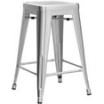 thumbnail image 4 of JUMMICO 24 Inches Metal Bar Stools  Barstools Stackable High Backless Stools Vintage Indoor Outdoor Stackable Kitchen Stools Set of 4 (Silver), 4 of 12