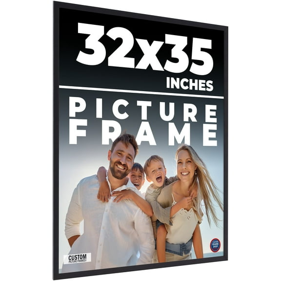 32x35 Frame Black Solid Wood Picture Frame | 0.75 Inch Moulding Width | Includes UV Acrylic
