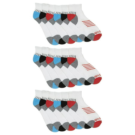 K-Swiss Mens Athletic Quarter Socks: Training Running Sport Cushion Sole Comfort Sock 18-Pack
