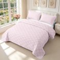 thumbnail image 3 of Manfei Minimalist Plaid Twin Quilt Set,Vintage Checkered Twin Coverlet Set,Pink White,2pcs,1 Bedspread and 1 Pillowcase, 3 of 7