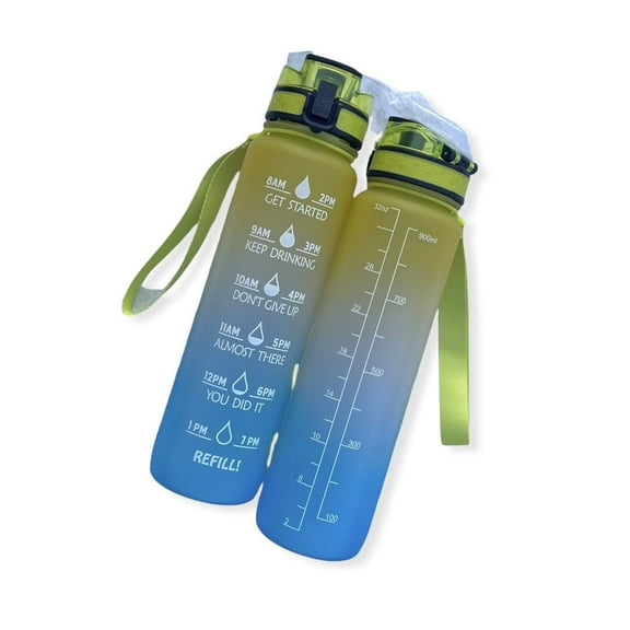 32oz Leakproof Time Marker Motivational Sport Water Bottle