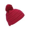 thumbnail image 2 of Gravity Threads Bonnet Doux et Épais en Tricot Torsadé Chaud pour Enfants avec Pompon - Rouge, 2 of 2