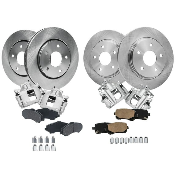 Detroit Axle - Brake Kit for 2008-2012 Town & Country Dodge Grand Caravan 2009-2012 VW Routan Brake Rotors Brake Calipers Brakes Pads Replacement 11.89" inch Front & 12" inch Rear Rotors